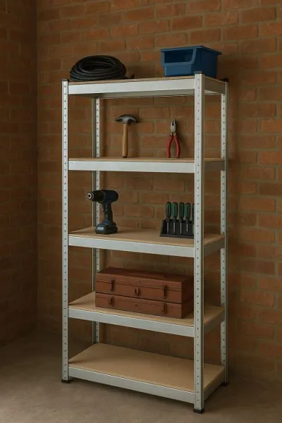 DomTextilu Stabilnýkovovýúložnýregáls5policami180x90x40 46731
