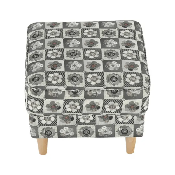 KONDELA Astrid kreslo (ušiak) s taburetkou vzor patchwork N1