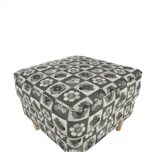 KONDELA Astrid kreslo (ušiak) s taburetkou vzor patchwork N1