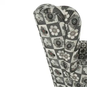 KONDELA Astrid kreslo (ušiak) s taburetkou vzor patchwork N1