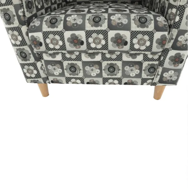 KONDELA Astrid kreslo (ušiak) s taburetkou vzor patchwork N1