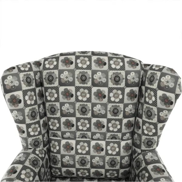 KONDELA Astrid kreslo (ušiak) s taburetkou vzor patchwork N1