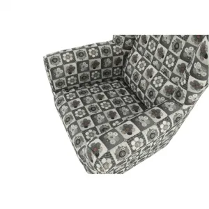 KONDELA Astrid kreslo (ušiak) s taburetkou vzor patchwork N1
