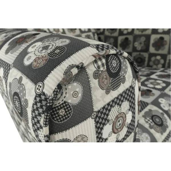 KONDELA Astrid kreslo (ušiak) s taburetkou vzor patchwork N1
