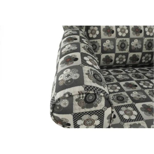 KONDELA Astrid kreslo (ušiak) s taburetkou vzor patchwork N1