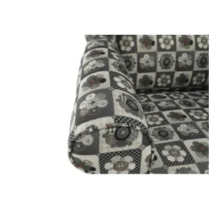 KONDELA Astrid kreslo (ušiak) s taburetkou vzor patchwork N1