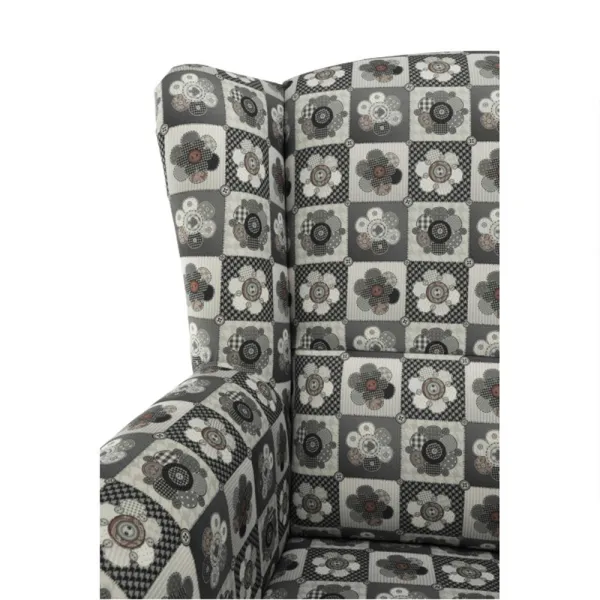 KONDELA Astrid kreslo (ušiak) s taburetkou vzor patchwork N1