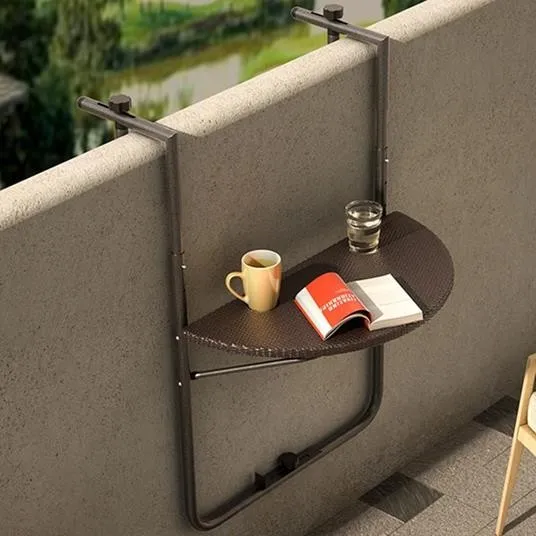 MODERNHOME Závěsný balkonový stolek BJURKO hnědý