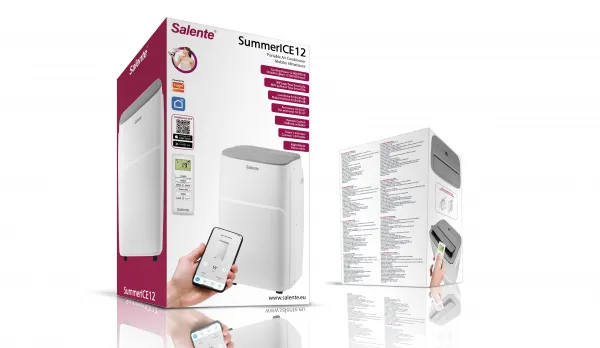 Salente SummerICE12, inteligentná mobilná klimatizácia, 12000 BTU, WiFi+Bluetooth, diaľkové ovládanie.