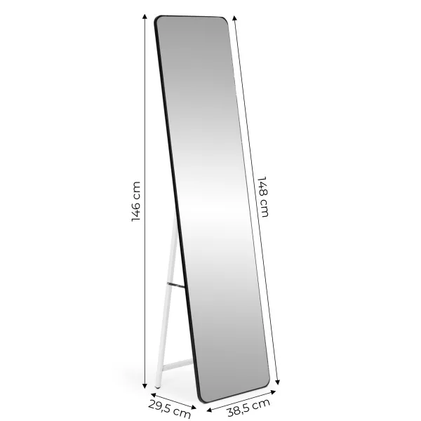 MODERNHOME Volně stojící zrcadlo DUO 148 cm černé