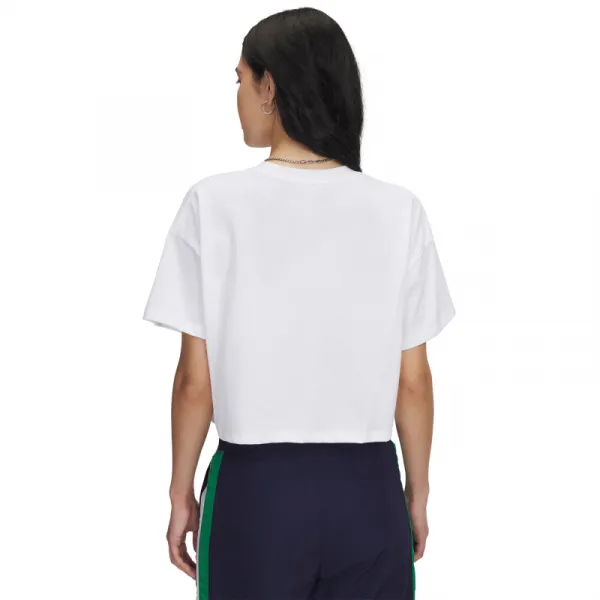Dámske tričko s krátkym rukávom UNDER ARMOUR UA W VARSITY MIX HW SS CROP-WHT