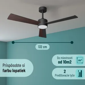 Noaton 13132BBD Lepus, biela a svetlo hnedá, stropný ventilátor so svetlomm