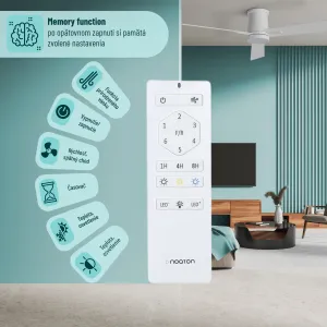 Noaton 16132WWL Rhea, biela a svetlo hnedá, stropný ventilátor so svetlom