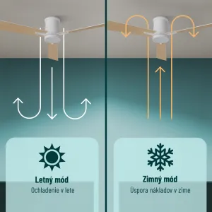 Noaton 16132WWL Rhea, biela a svetlo hnedá, stropný ventilátor so svetlom