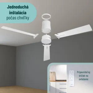Noaton 16132WWL Rhea, biela a svetlo hnedá, stropný ventilátor so svetlom