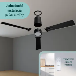 Noaton 16132WWL Rhea, čierna a tmavo hnedá, stropný ventilátor so svetlom