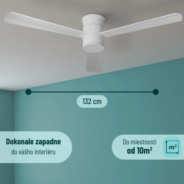 Noaton 15132WW Zoya, biela, stropný ventilátor so svetlom