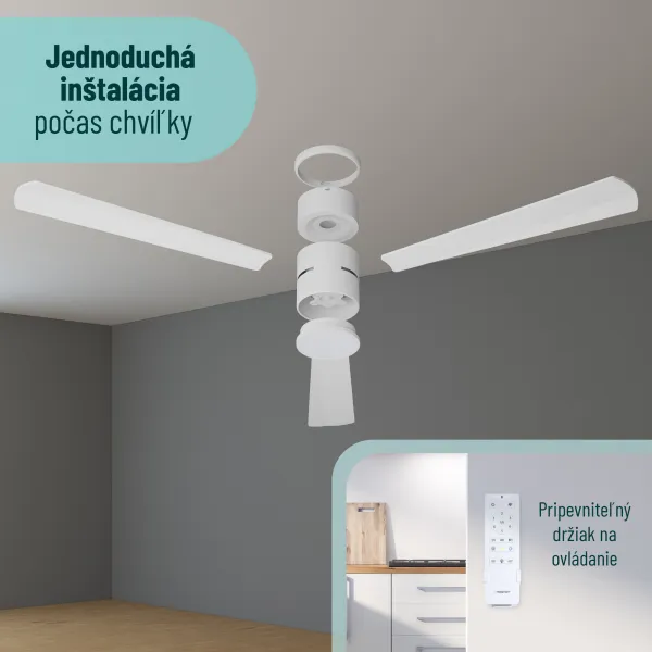 Noaton 15132WW Zoya, biela, stropný ventilátor so svetlom