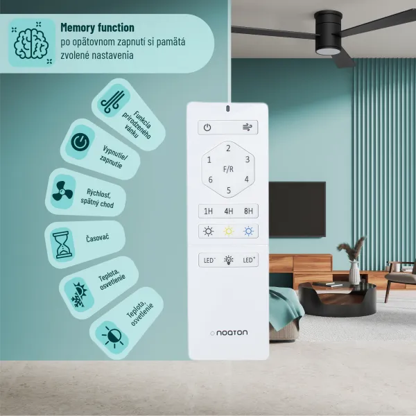Noaton 15132BB Zoya, biela, stropný ventilátor so svetlom