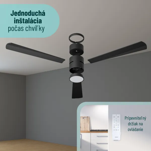 Noaton 15132BB Zoya, biela, stropný ventilátor so svetlom