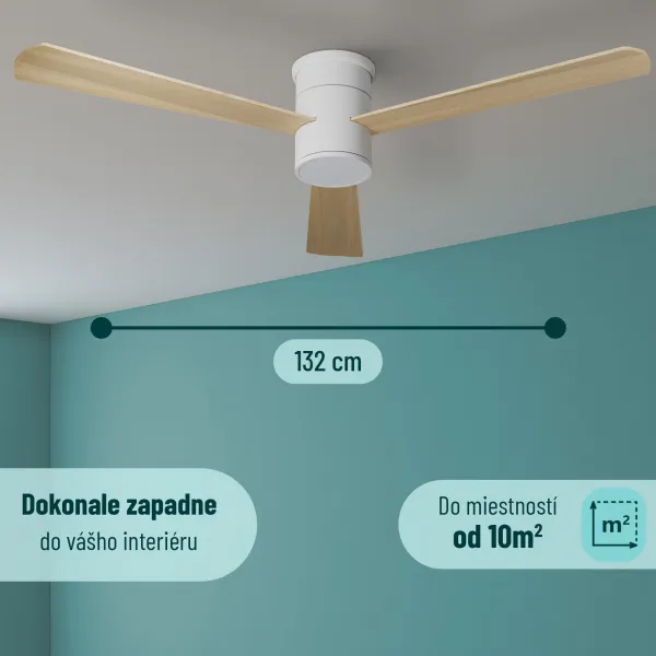 Noaton 15132WL Zoya, biela, stropný ventilátor so svetlom