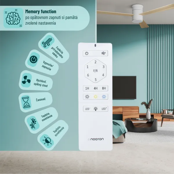 Noaton 15132WL Zoya, biela, stropný ventilátor so svetlom