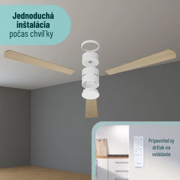 Noaton 15132WL Zoya, biela, stropný ventilátor so svetlom