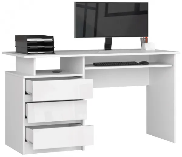 Ak furniture Volně stojící psací stůl CLP 135 cm bílý lesk