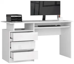 Ak furniture Volně stojící psací stůl CLP 135 cm bílý lesk