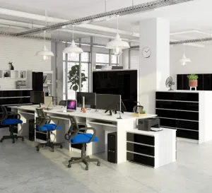 Ak furniture Volně stojící psací stůl CLP 135 cm bílý/černý lesk