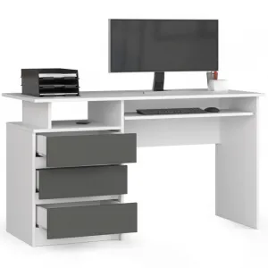 Ak furniture Volně stojící psací stůl CLP 135 cm bílý/grafitově šedý