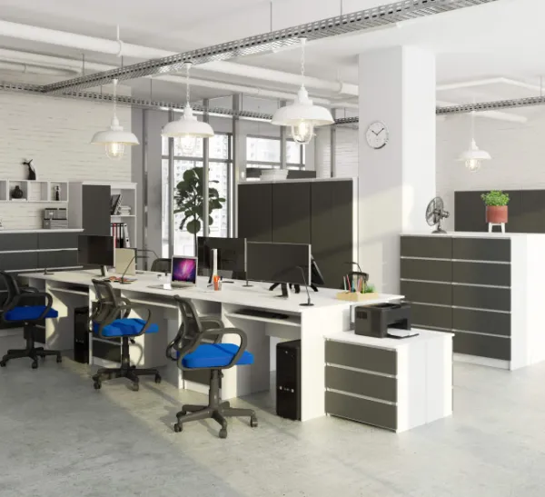 Ak furniture Volně stojící psací stůl CLP 135 cm bílý/grafitově šedý