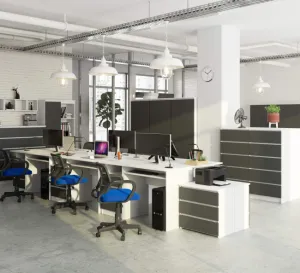 Ak furniture Volně stojící psací stůl CLP 135 cm bílý/grafitově šedý