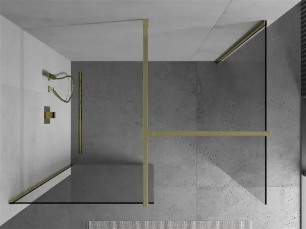 MEXEN/S - Kioto Sprchová zástena WALK-IN 85 x 70, transparent, zlatá 800-085-202-50-00-070