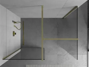 MEXEN/S - Kioto Sprchová zástena WALK-IN 85 x 70, transparent, zlatá 800-085-202-50-00-070