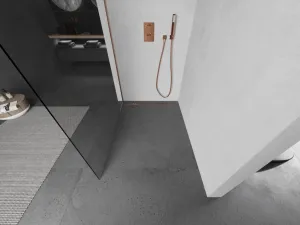 MEXEN/S - Kioto L Sprchová zástena WALK-IN 75 x 200, transparent, meď kartáčovaná 800-075-103-65-00