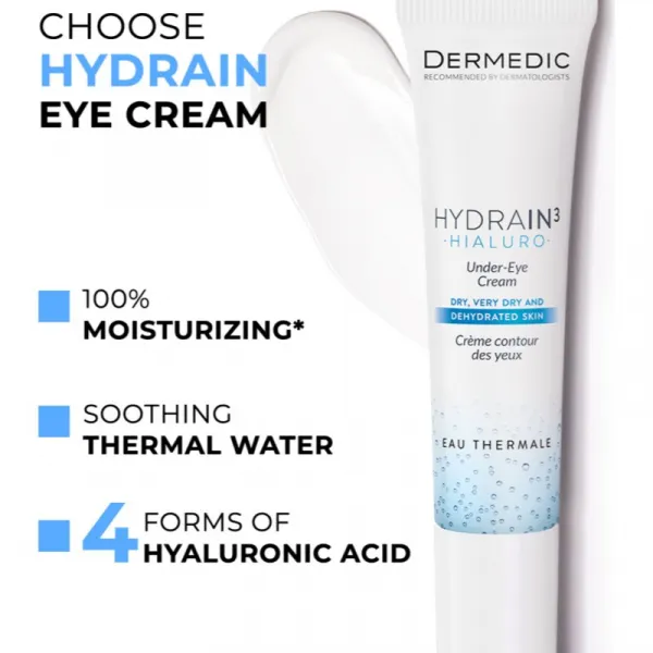 Dermedic Hydrain3 Hialuro očný krém pre dehydratovanú suchú pleť 15 g