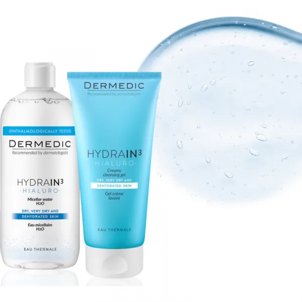 Dermedic Hydrain3 Hialuro krémový čistiaci gél pre dehydratovanú suchú pleť 200 ml