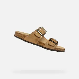 Cream women's slippers Geox Brionia R - Women's