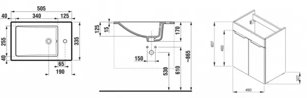 Jika Cube - Skrinka s umývadlom, 490x327x607 mm, biela H4536411763001