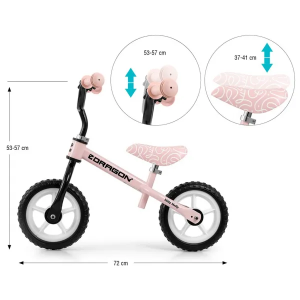 Detský balančný bicykel Milly Mally Dragon pink