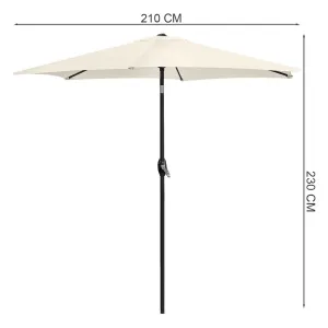 Skladací záhradný balkónový slnečník, nastaviteľný, 210 cm, béžový