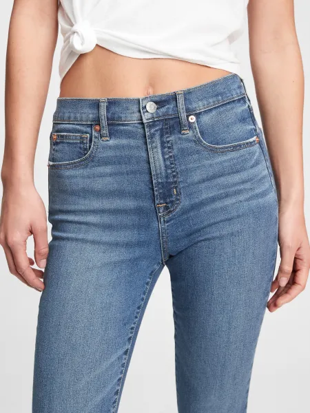 GAP Džínsy high rise true skinny with secret smoothing pockets Modrá