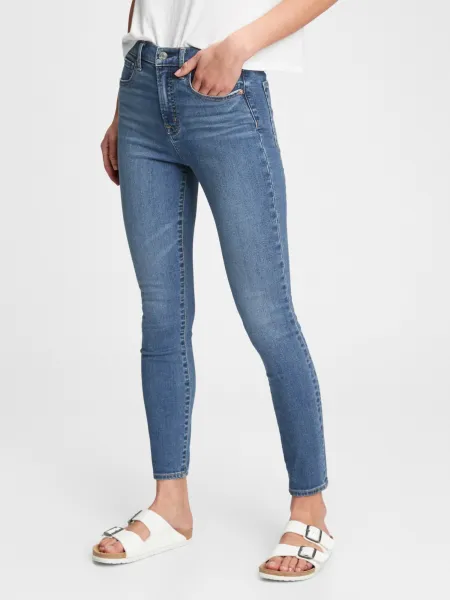 GAP Džínsy high rise true skinny with secret smoothing pockets Modrá