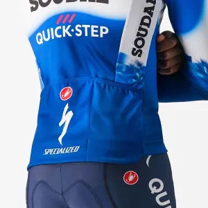 Castelli QUICK STEP LS THERMAL Pánsky cyklistický dres, modrá, veľkosť