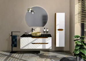 SAPHO - WAVE umývadlová skrinka 89,7x45x47,8cm, ľavá, biela/dub cuneo WA092-3025