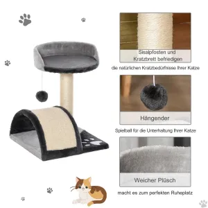PawHut Škrabadlo pro kočky s pelíškem Most, šedé