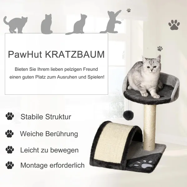 PawHut Škrabadlo pro kočky s pelíškem Most, šedé