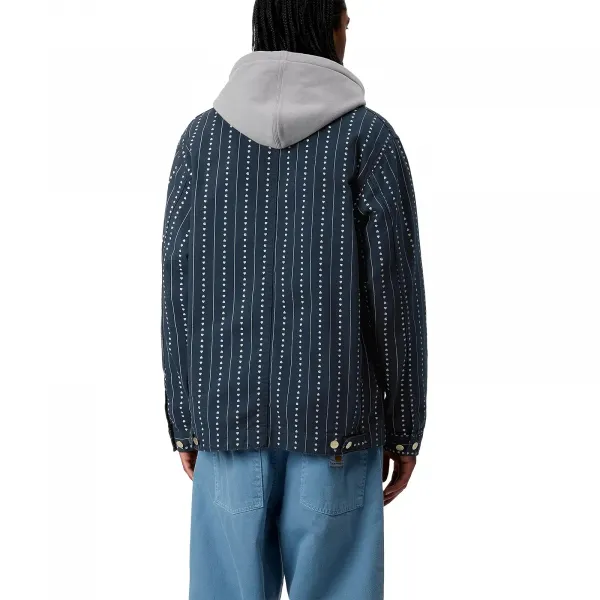 Carhartt WIP Drewe Chore Coat Heart C Pinstripe, Ink/Natur rinsed S
