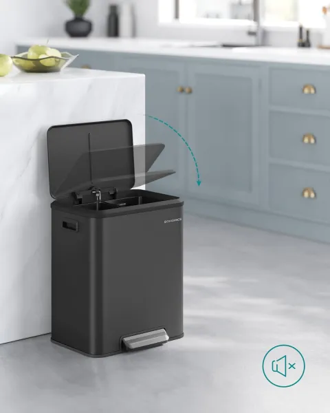 SONGMICS Kôš na triedený odpad 2 x 15 l čierna